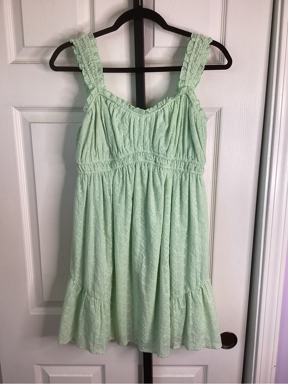 Very J Mint Eyelet Mini Sundress, size Small, NWT